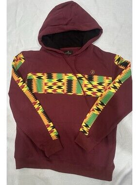 D'IYANU Men's Hoodie and Jogger Set in Burgundy with African